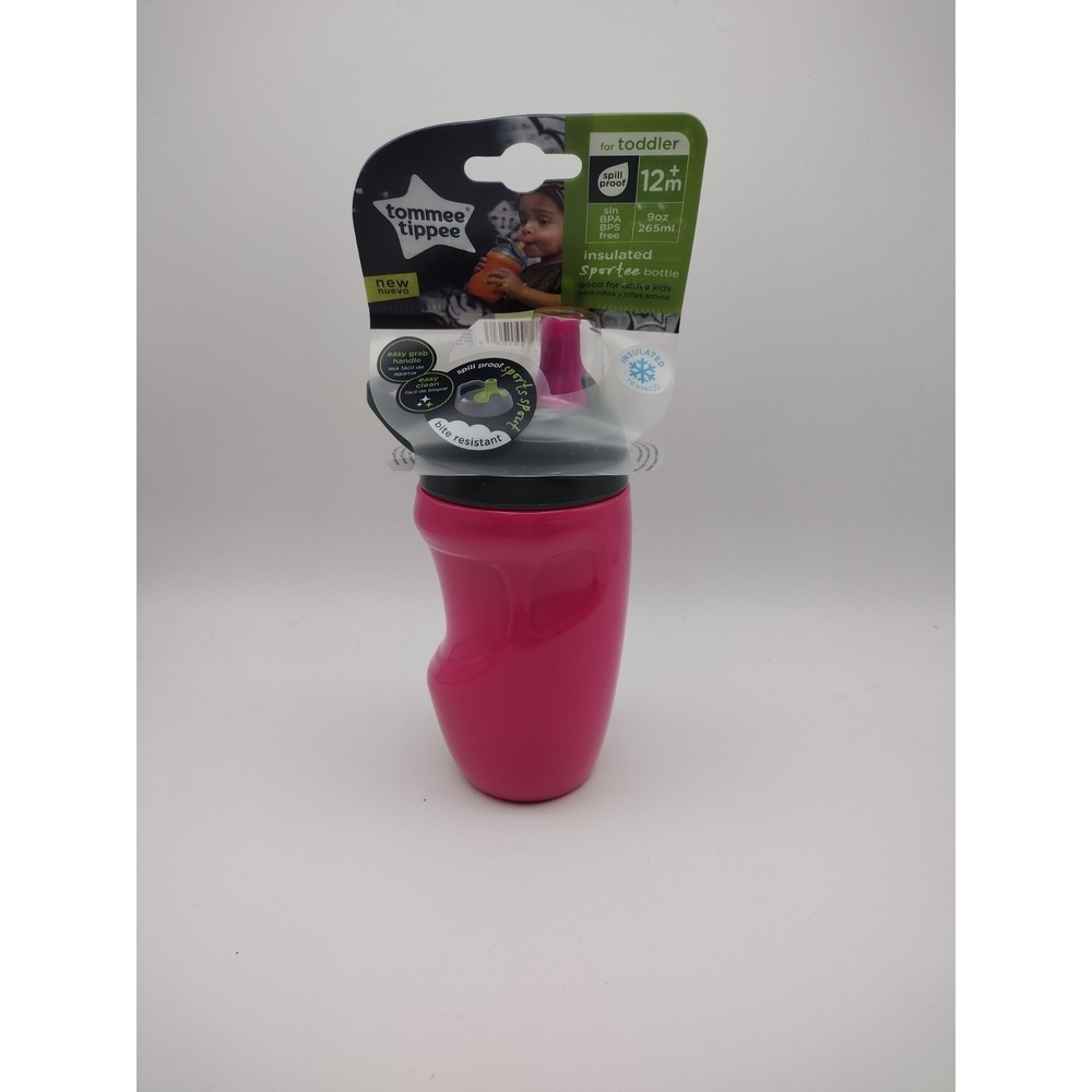 New Tommee Tippee  9oz  / 260ml Insulated Sportee‎ Bottle 12m+  -Pink-